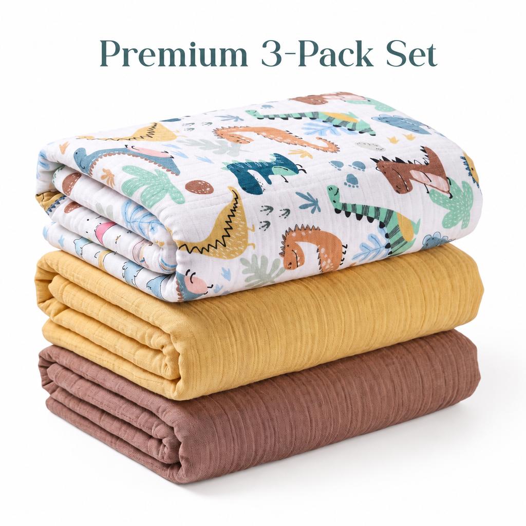 Baby Nursery Boy - Lot de 3 couvertures d'emmaillotage en