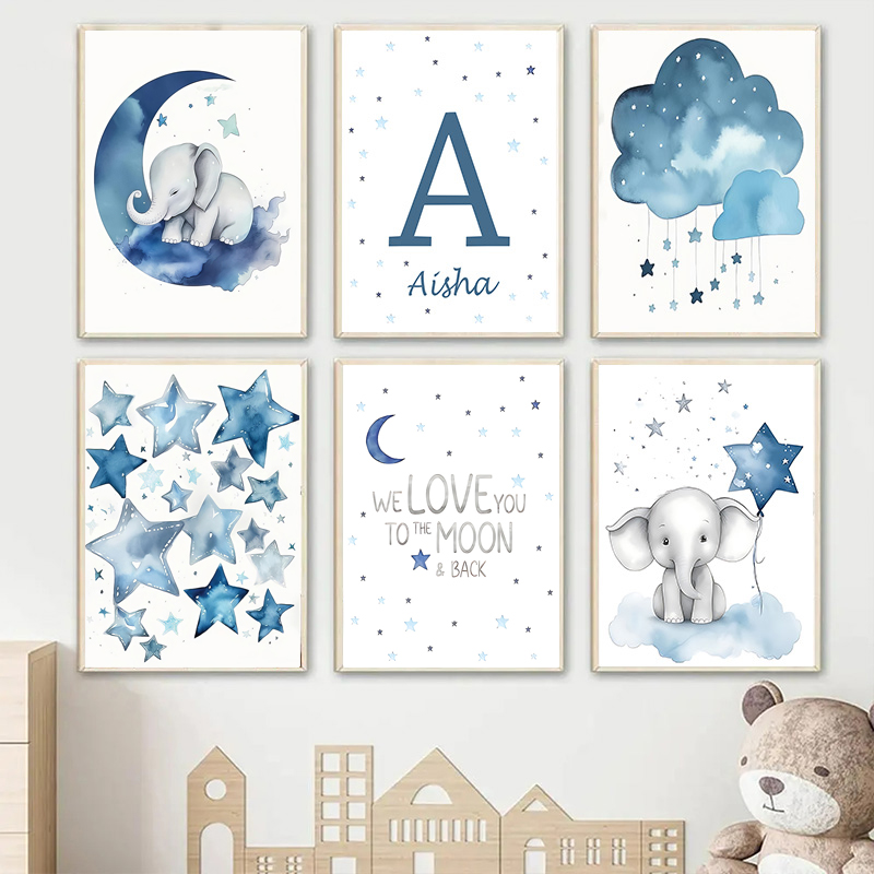 Baby Nursery Images - Affiche d'art mural personnalisée avec lune