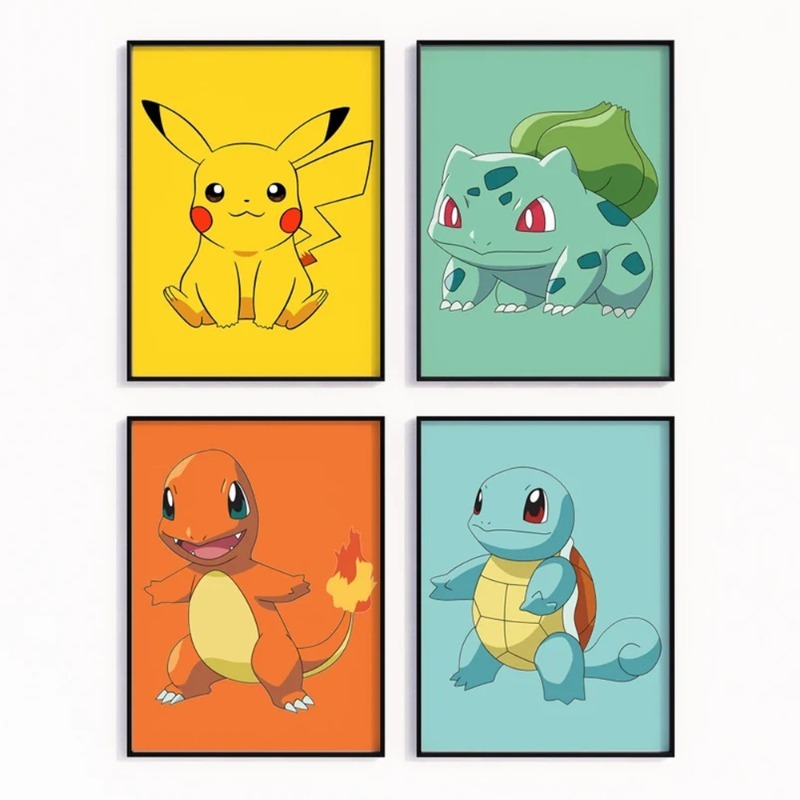 Baby Nursery Hanging Decor - Affiche de dessin animé Pokemon Pikachu,