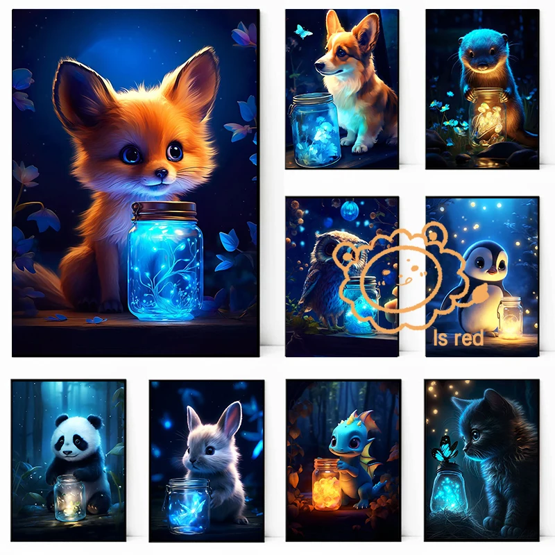 Baby Nursery Images - Affiche avec Animaux Mignons, Torche, Théâtre