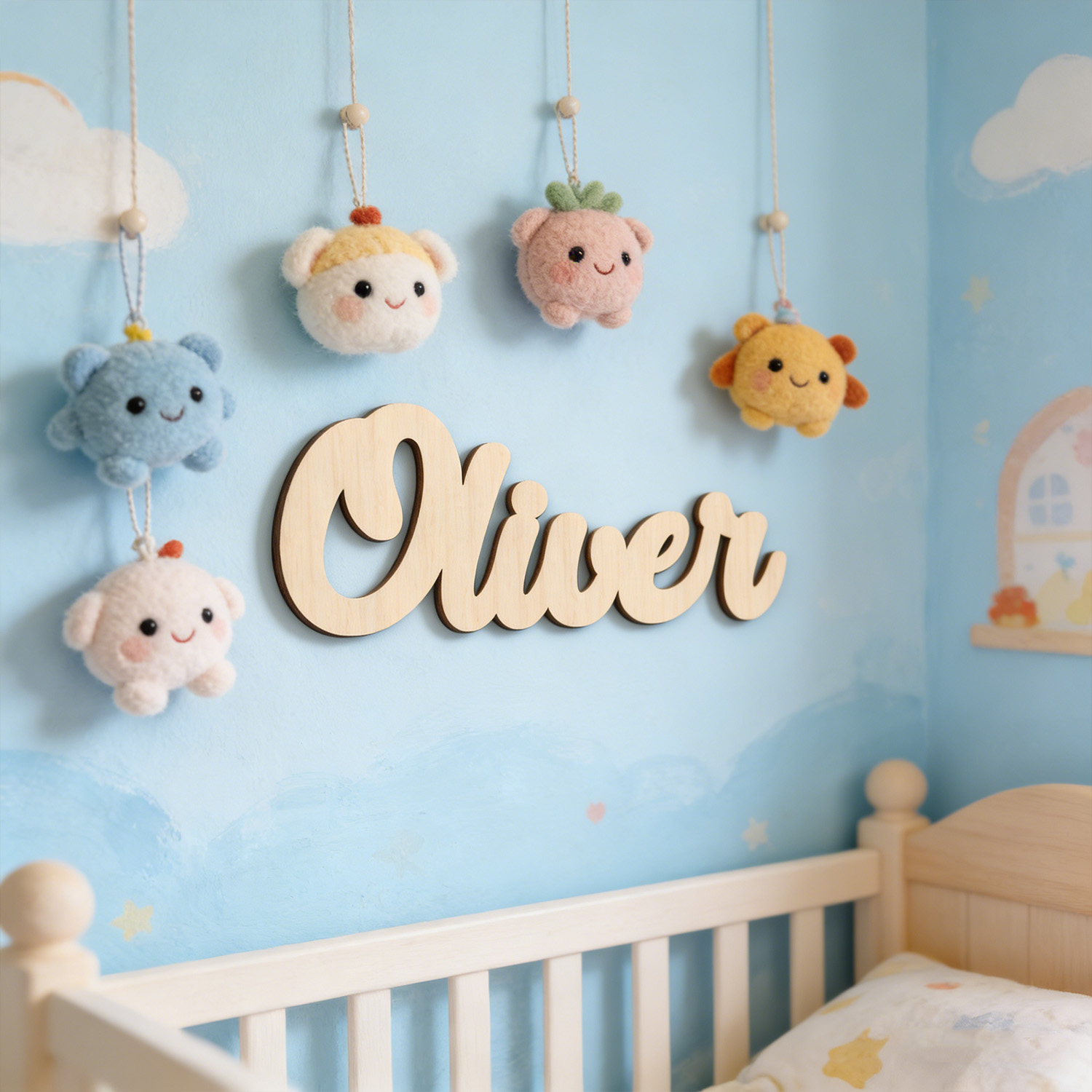Baby Name Wall Art - 1 étiquette nominative mignonne pour chambre