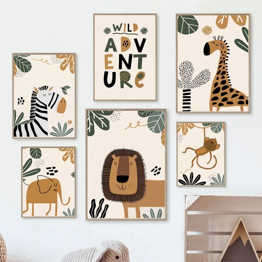 Baby Name Wall Art - Peinture sur toile d'animaux de la