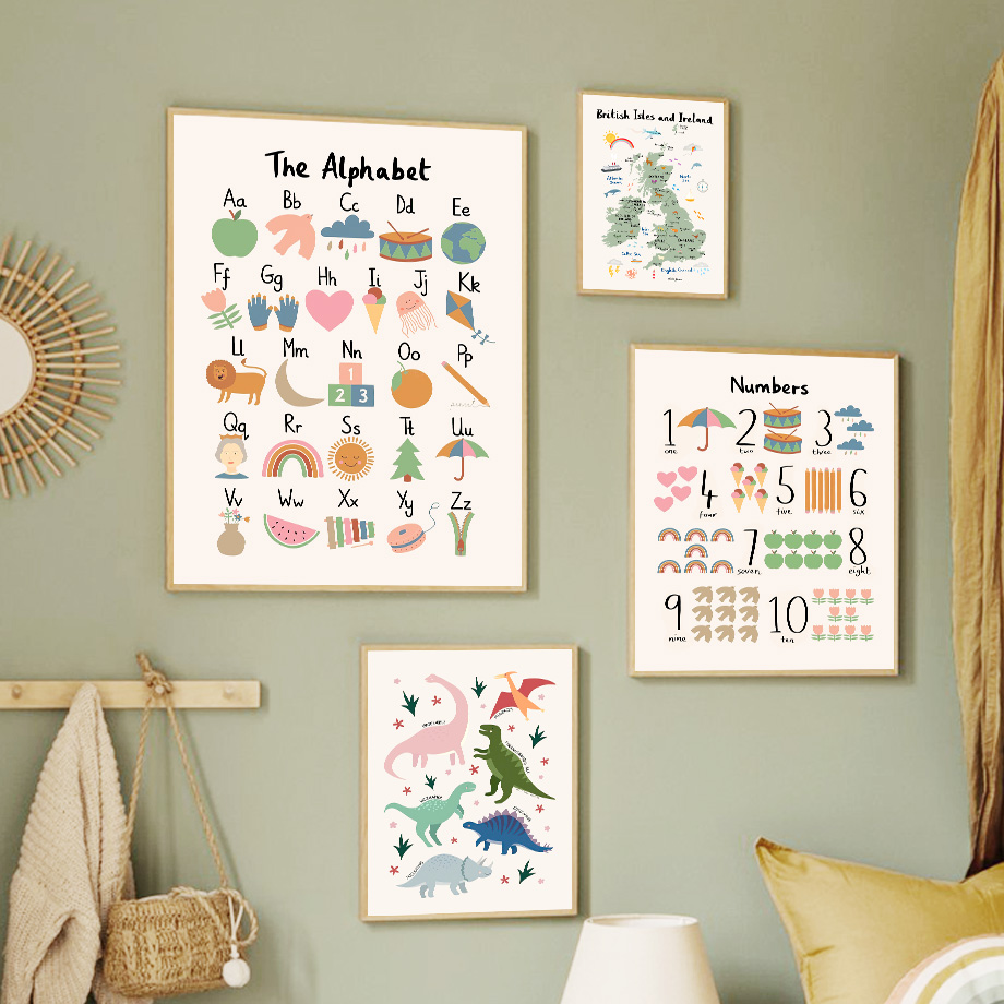 Baby Nursery Pictures - Affiches murales sur toile avec carte