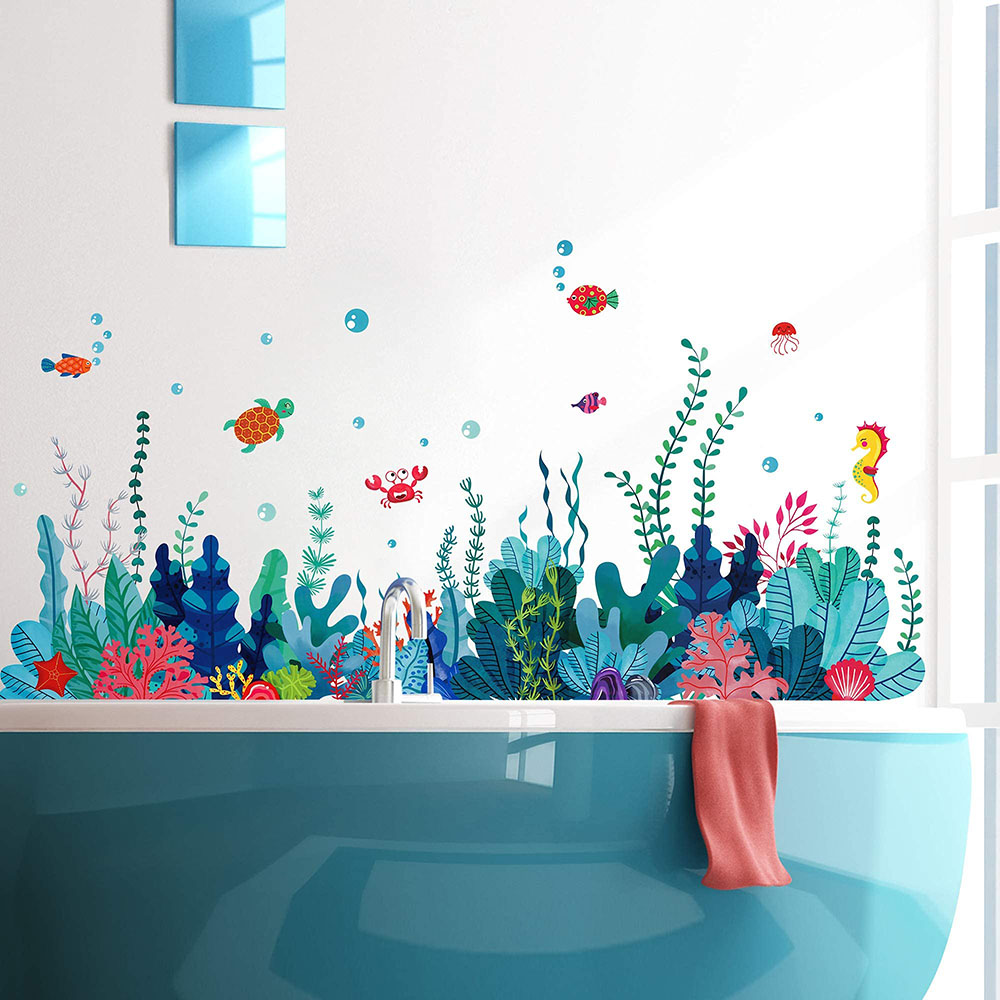 Baby Nursery Under The Sea - Grand autocollants muraux d'herbe sous la