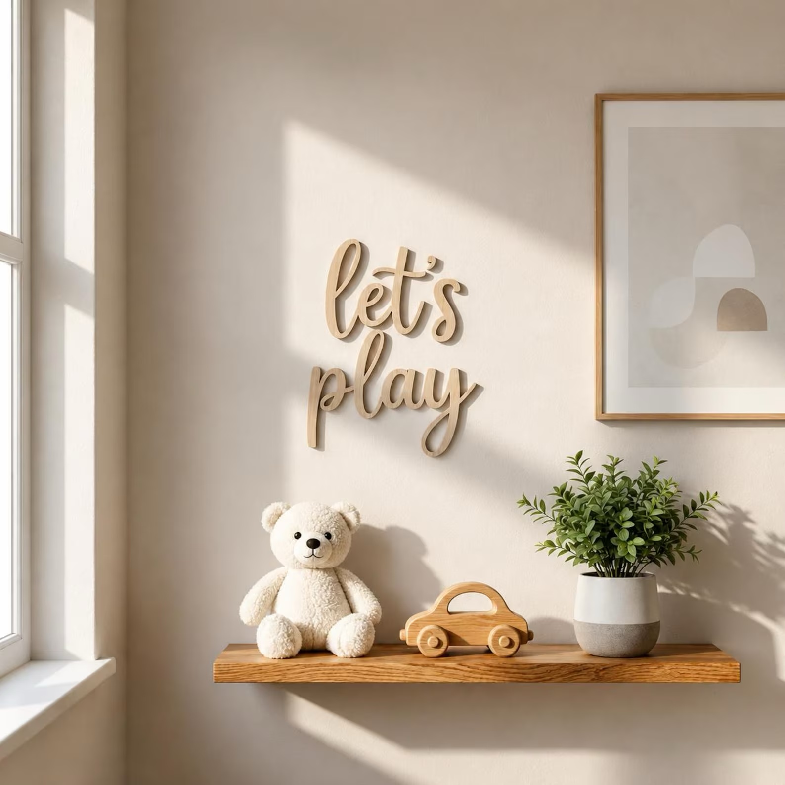 Baby Nursery Pictures - Panneau mural en bois « Let's