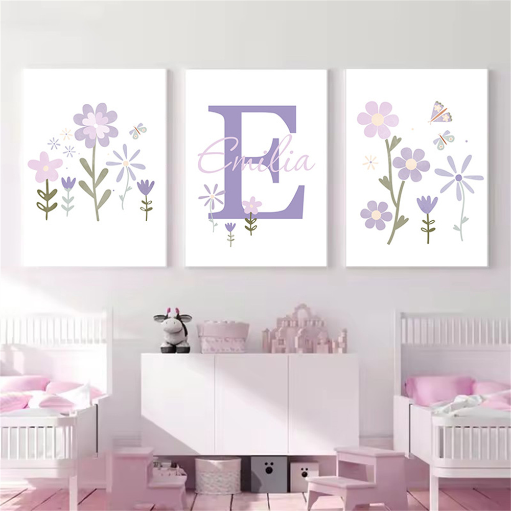 Baby Name Wall Art - Affiche Personnalisée avec Nom de Bébé