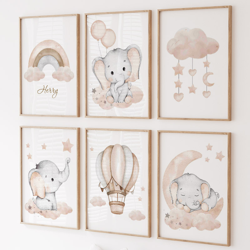 Baby Nursery Pictures - Toile d'Art Mural en Forme d'Éléphant