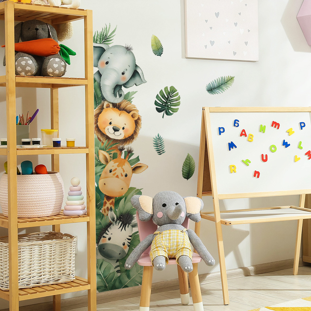 Baby Nursery Jungle Wallpaper - Autocollant mural de porte, Animal de