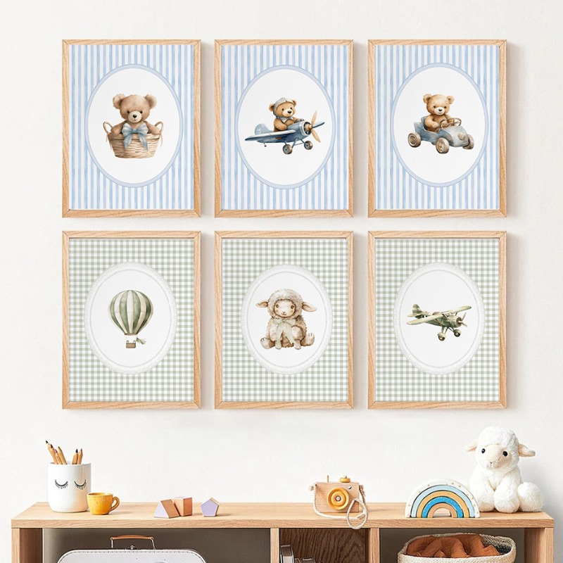 Baby Nursery Green - Affiche murale vintage en toile imprimée