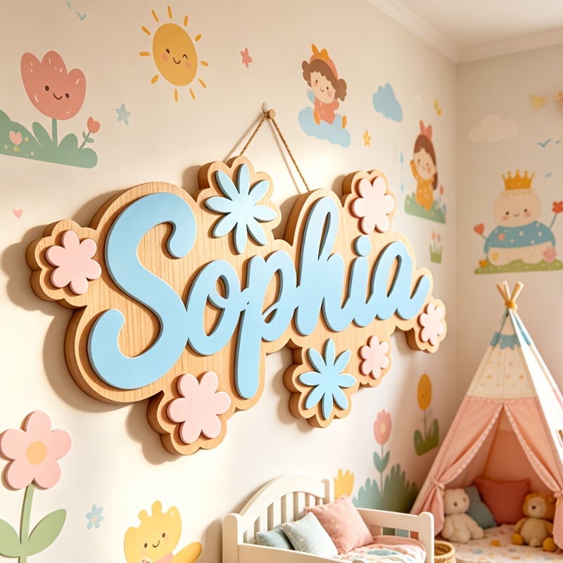 Baby Nursery Name - Panneau de porte personnalisé à thème