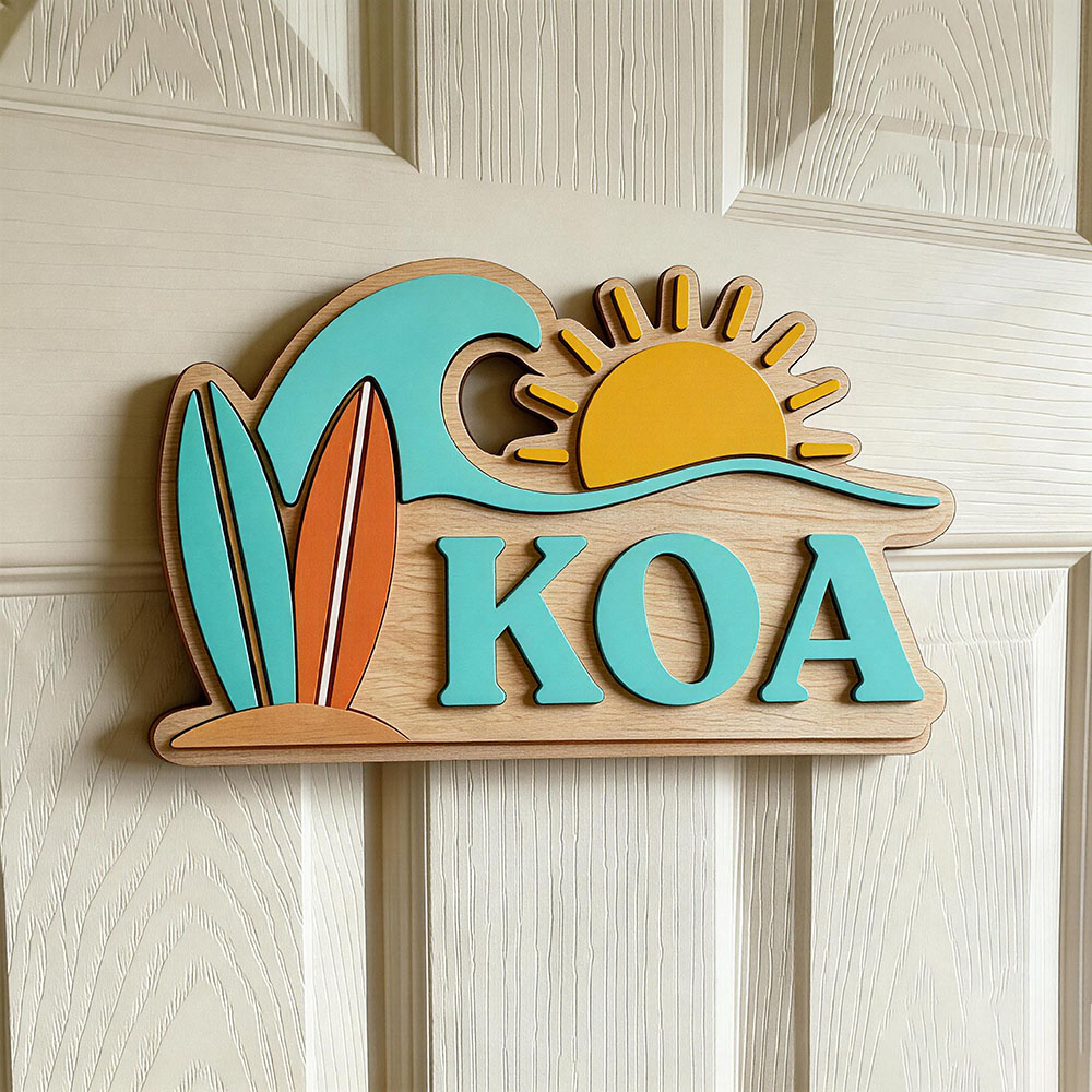 Baby Nursery Name - Plaque de porte personnalisée en bois