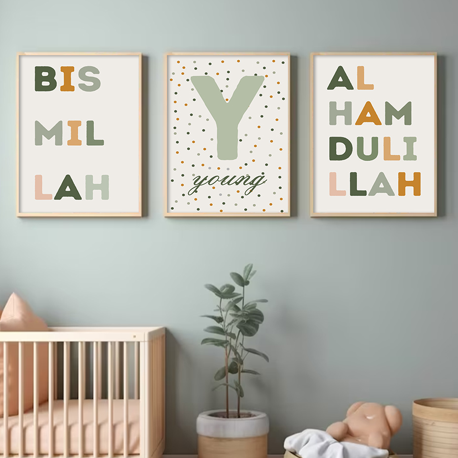 Affiche de lettres à points ve - Baby Nursery Green avis et prix