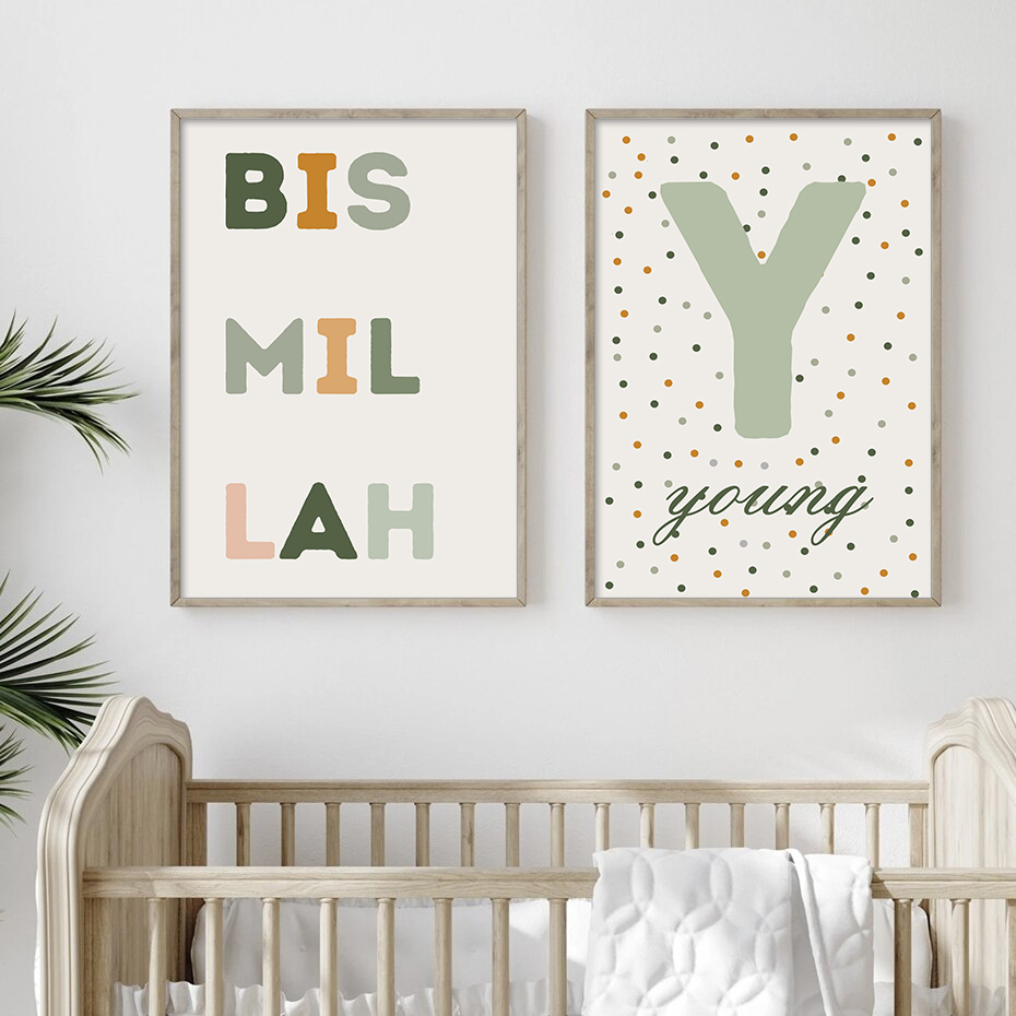 Affiche de lettres à points ve - Baby Nursery Green avis et prix