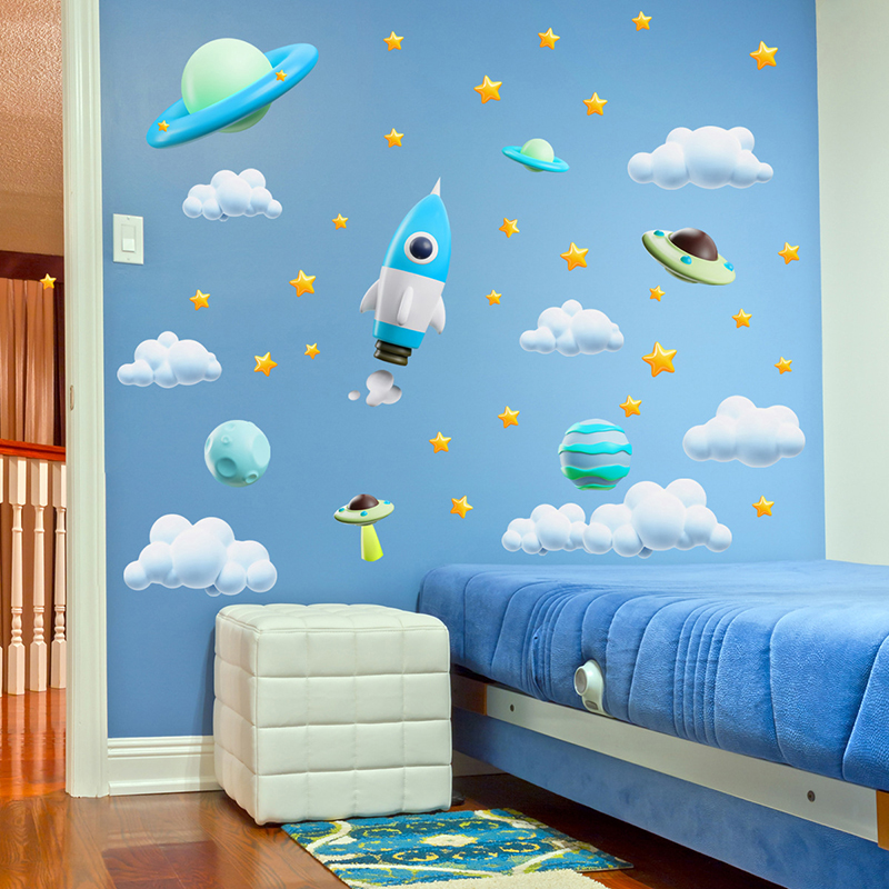 Autocollant mural UFO fusée sp - Baby Nursery Vinyl Wall Stickers avis et prix