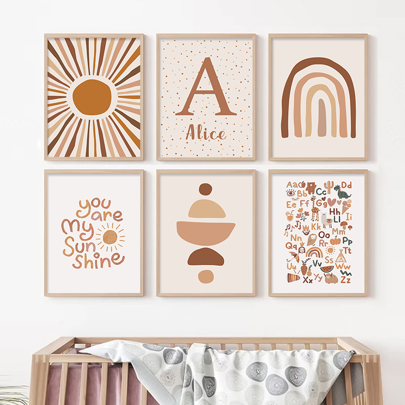 Abstrait soleil arc-en-ciel pe - Baby Name Wall Art avis et prix