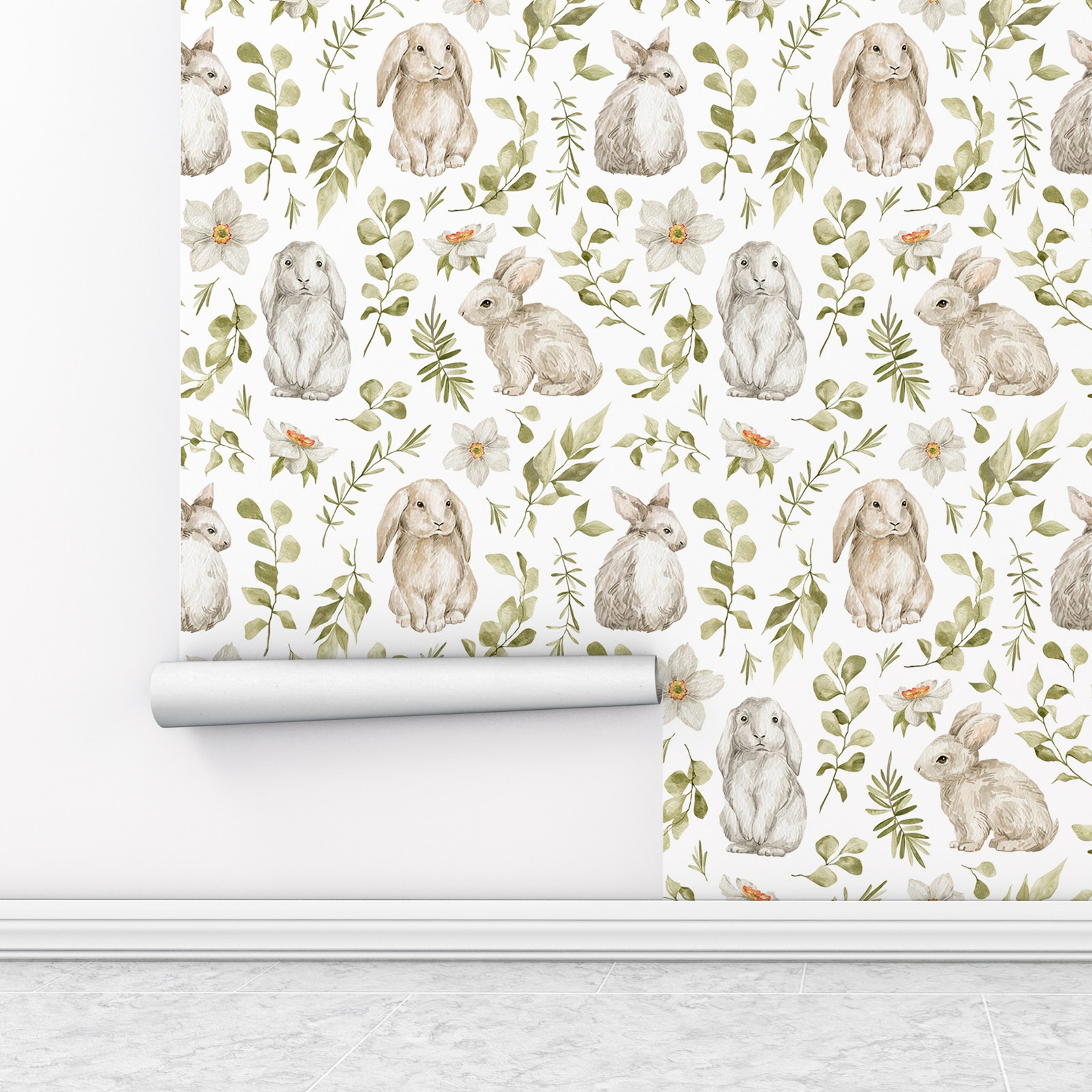 Papier Peint Lapin pour Chambr - Baby Nursery Green avis et prix