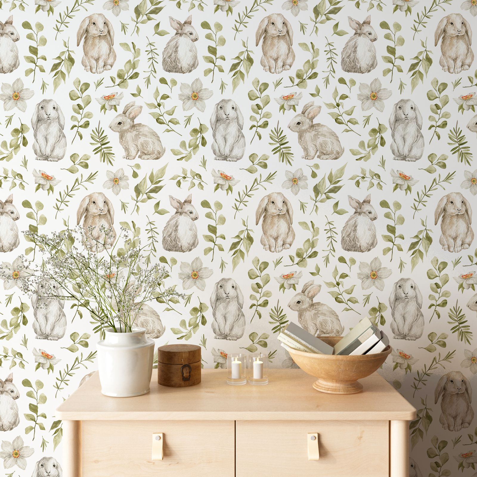 Papier Peint Lapin pour Chambr - Baby Nursery Green avis et prix