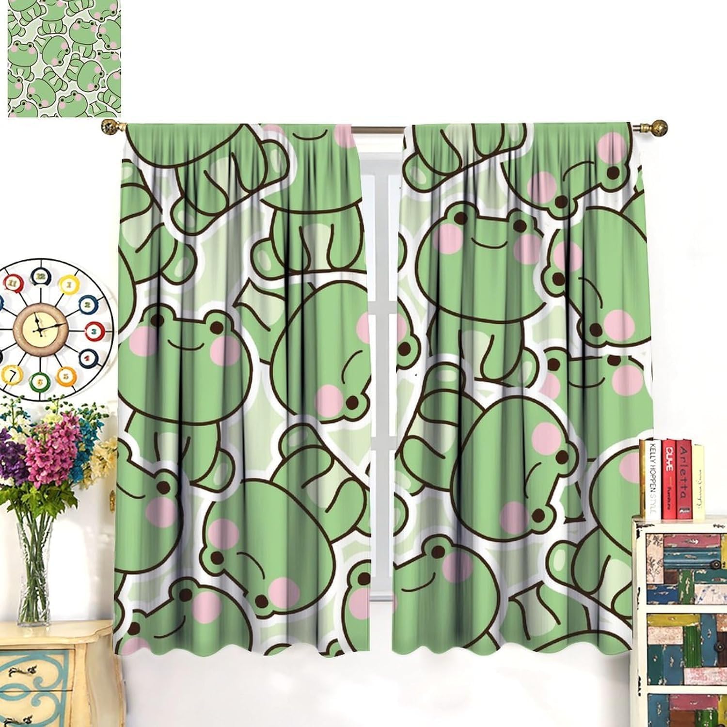 Rideaux à motif de grenouille  - Baby Nursery Green avis et prix