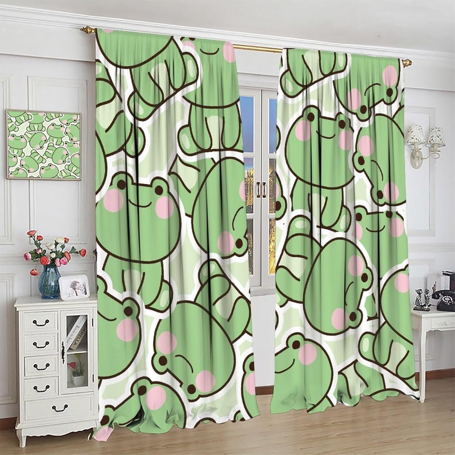 Rideaux à motif de grenouille  - Baby Nursery Green avis et prix