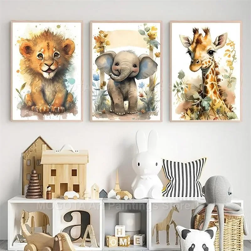 Aquarelle Lion girafe tigre él - Baby Nursery Pictures avis et prix
