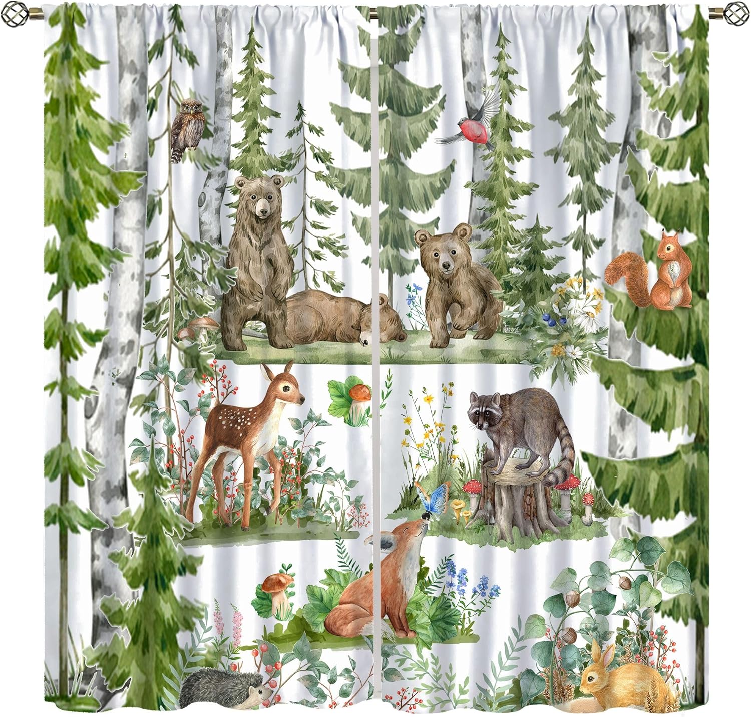Rideaux d'animaux de la forêt  - Baby Nursery Green avis et prix