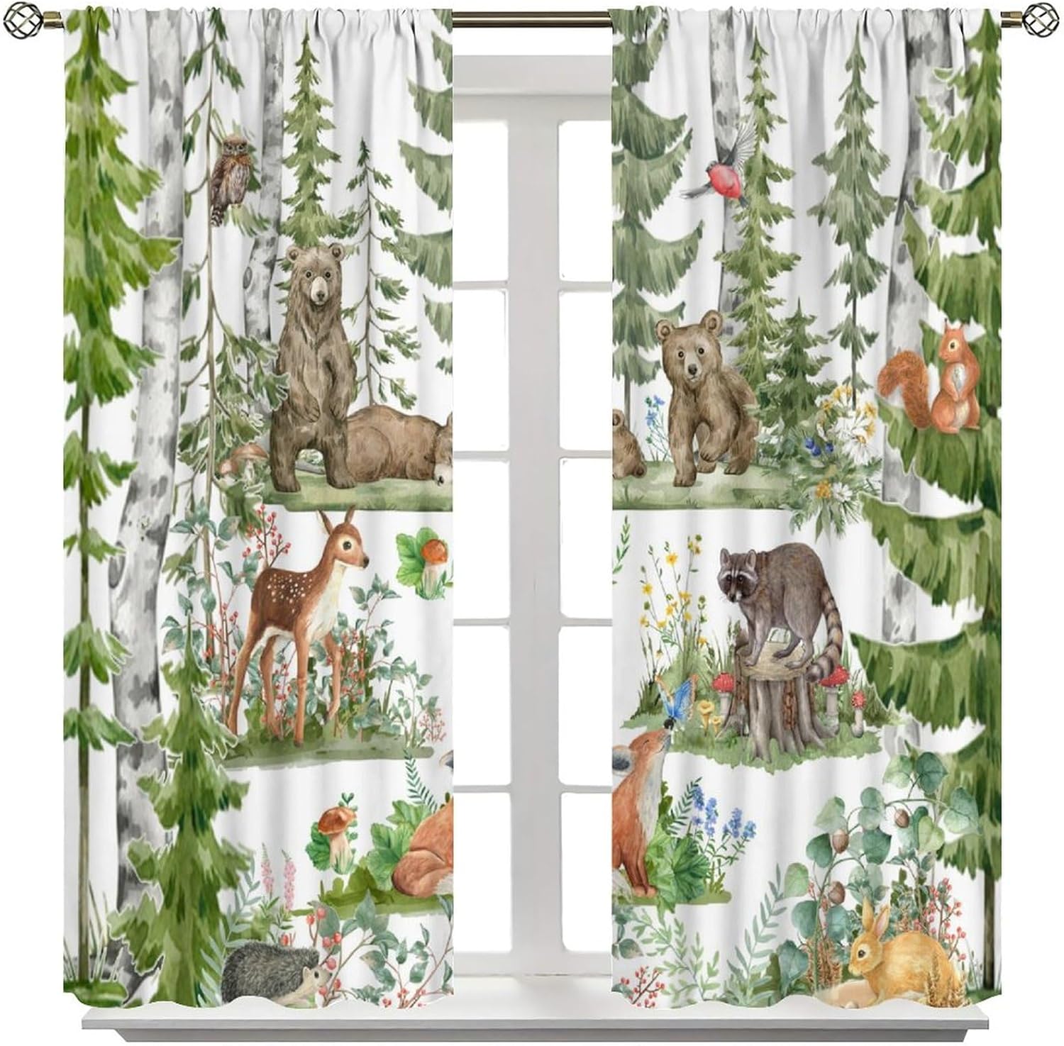 Rideaux d'animaux de la forêt  - Baby Nursery Green avis et prix