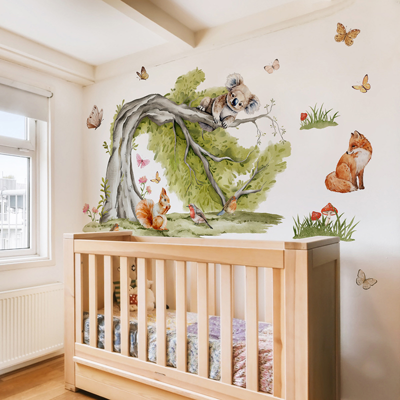 Jungle grand arbre animaux aut - Baby Nursery Green avis et prix